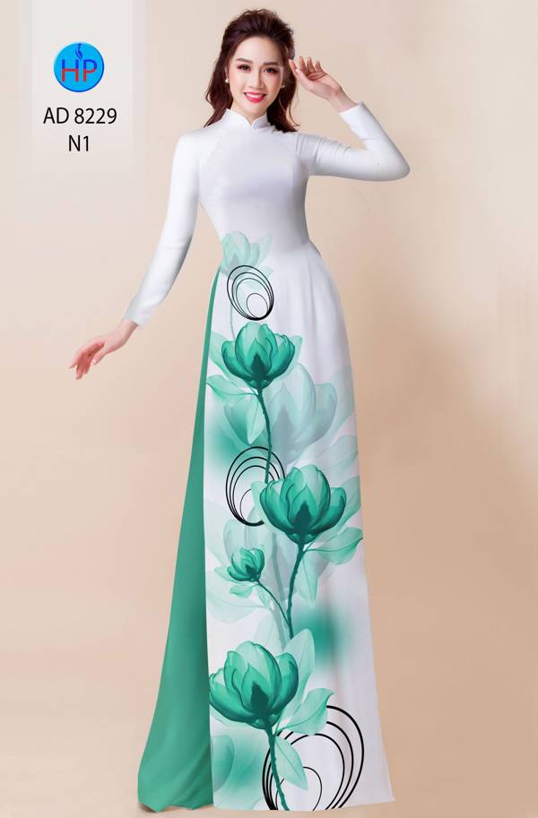 Vải Áo Dài Hoa In 3D AD 8229 6